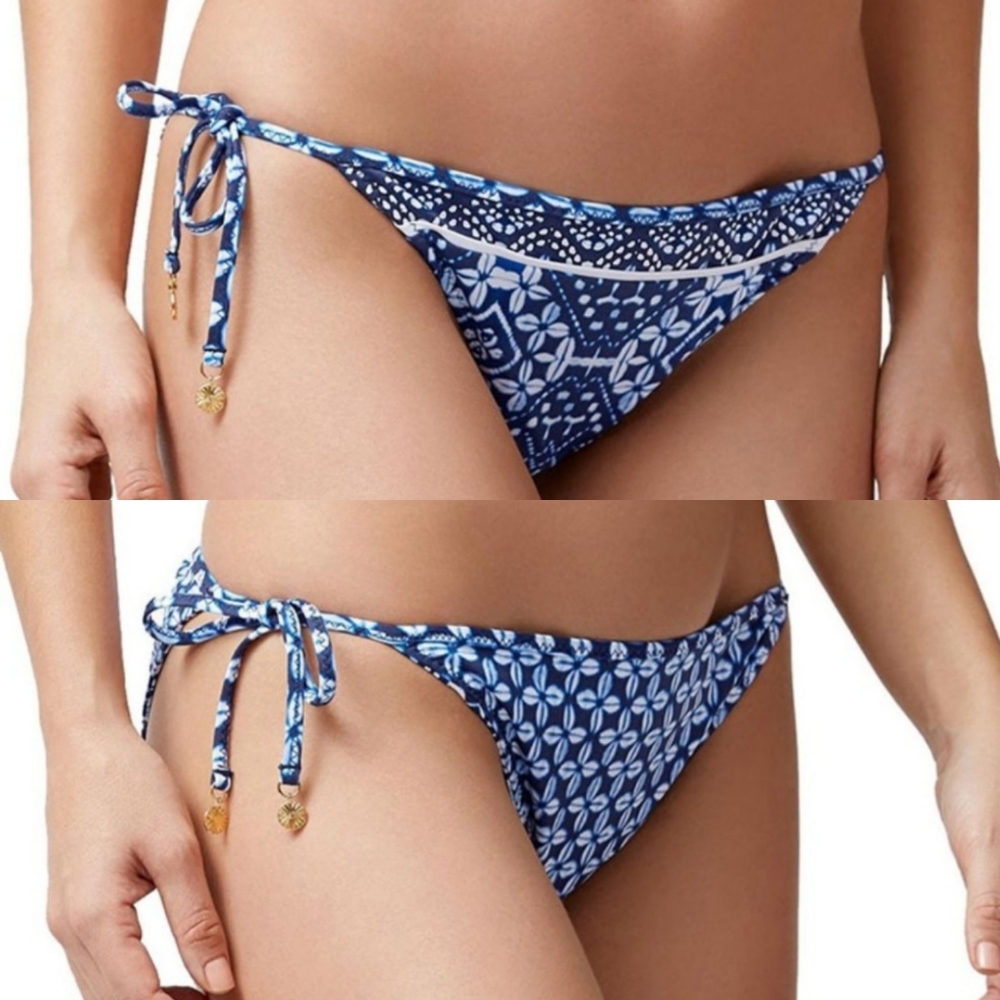 Reversable Tommy Bahama Swim BOTTOM Cowrie String Bikini in Mare Navy SZ S